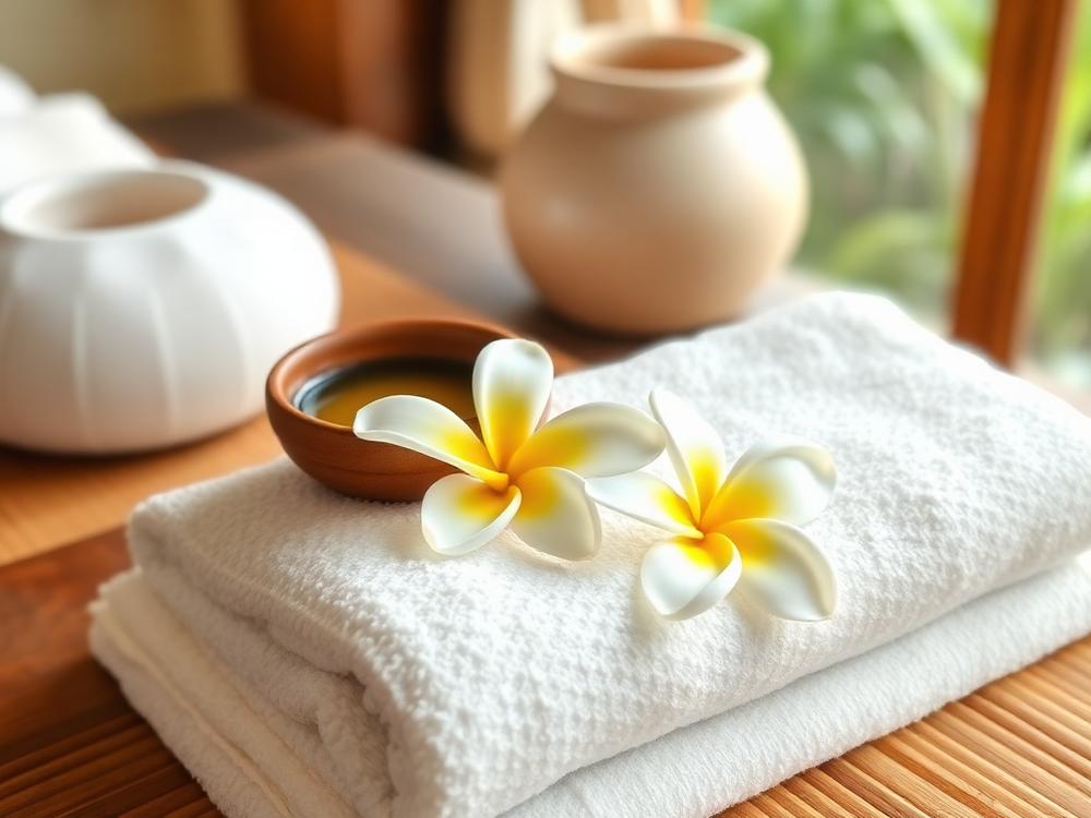Balinese spa ritual with flowers