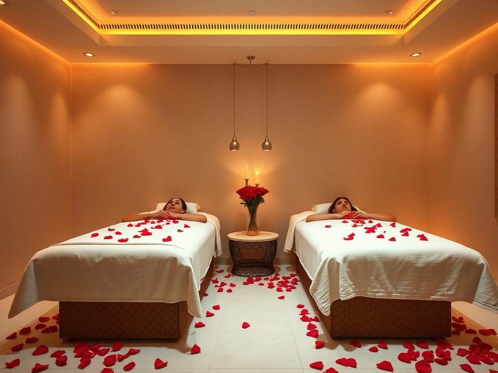 Couple spa suite with candles